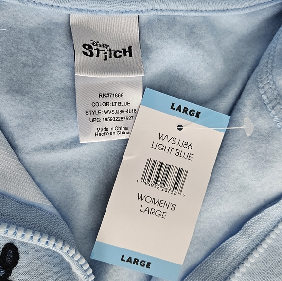 Disney's Stitch zip-up hoodie size L, Light blue. - Picture 6 of 8